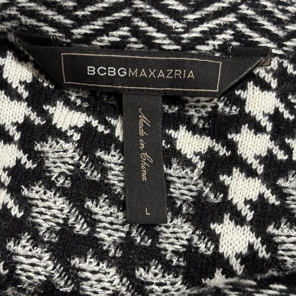 BCBGMaxAzria Monaco Size L Black White Houndstooth Sweater Dress - Picture 5 of 9